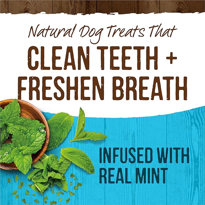 Merrick Fresh Kisses Natural Dental Chews Toothbrush Treat Shape Infused With Real Mint For Tiny Dogs 5-15 Lbs - 33 ct. Bag