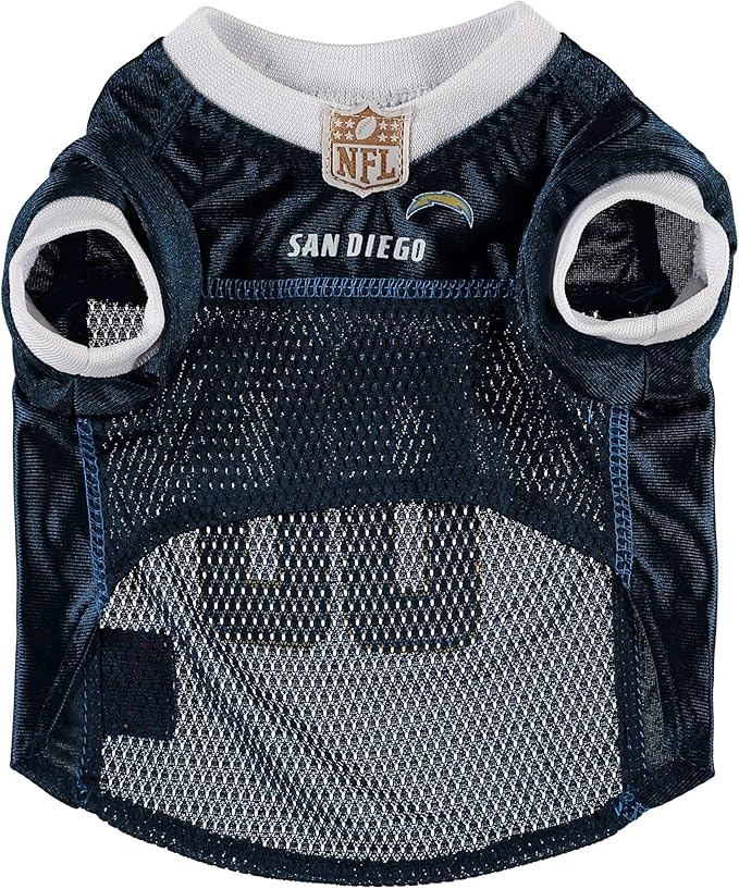 NFL Los Angeles Chargers Dog Jersey, Size: Small. Best Football Jersey Costume for Dogs & Cats. Licensed Jersey Shirt