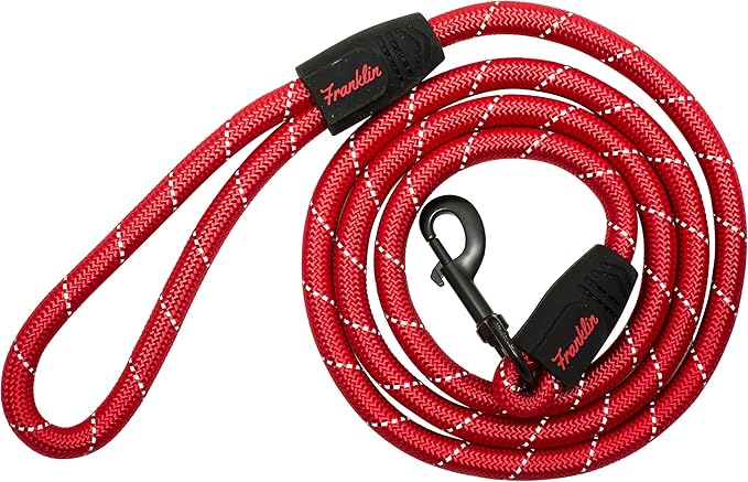 Franklin Pet Supply Nylon Dog Leash – Rope – Reflective – Dog Training – 6 Foot – Dog Walking – Ultra Strong – Red