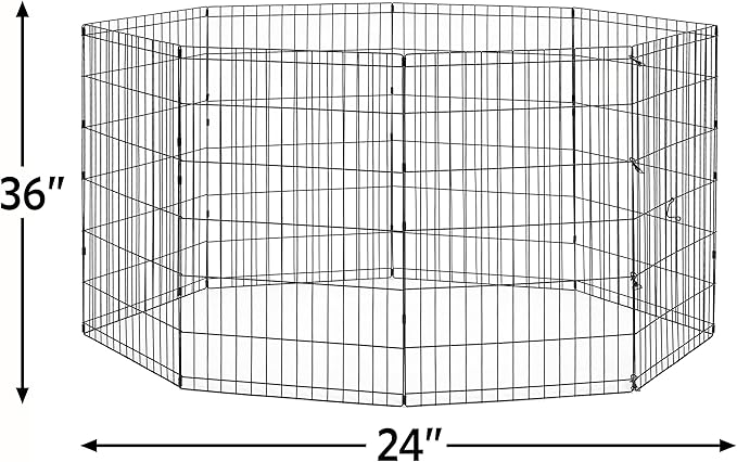 New World Pet Products 36" Foldable Black Metal Dog Exercise Pen No Door