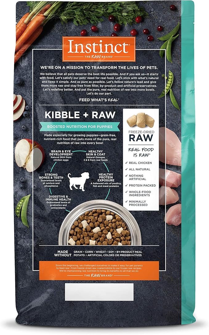Instinct Raw Boost Puppy Grain Free Recipe with Real Chicken Natural Dry Dog Food, 10 lb. Bag