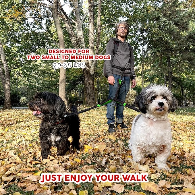 Exquisite Double Dog Leash for Small Dogs | Two Dog Leash Coupler | 2 Way Dog Leash | Double Hook Dog Leash | Dual Dog Leash Tangle Free Medium Dogs | Split Dog Leash | 2 Point Control Dog Leash