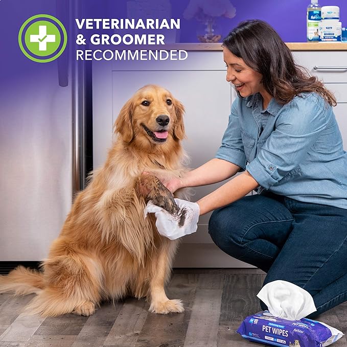 Vetnique Labs Furbliss Hygienic Pet Wipes for Dogs & Cats, Cleansing Grooming & Deodorizing Hypoallergenic Thick Wipes with All Natural Deoplex Deodorizer (Unscented, 600ct)