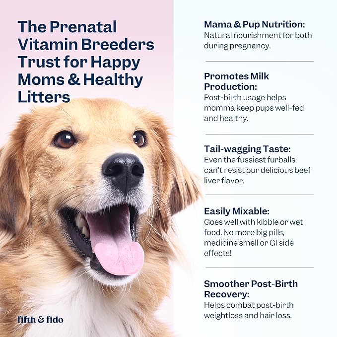 Dog Prenatal Vitamins - Prenatal Vitamins for Dogs - Prenatal Kit for Pregnant Dogs with Iron, D3 and Folic Acid - Prenatal Dog Vitamins to Enhance Recovery and Milk Production for Nursing Puppies