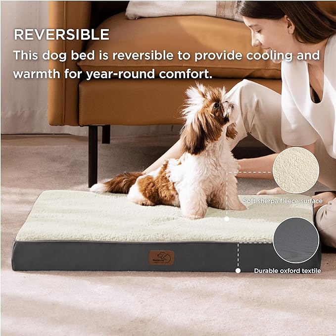 Bedsure Small Dog Bed for Small Dogs - Orthopedic Dog Beds with Removable Washable Cover, Egg Crate Foam Pet Bed Mat, Suitable for Dogs Up to 20 lbs, Oxford Fabric Bottom
