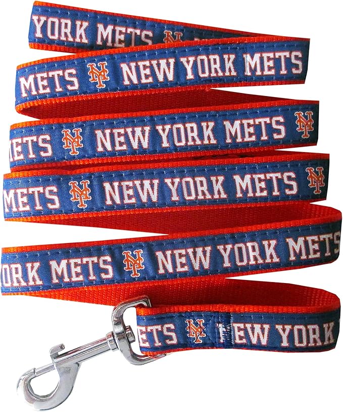 MLB PET Leash, Small, New York Mets Dog Leash, Shiny & Colorful Baseball Team Leash for Dogs & Cats Licensed by the MLB