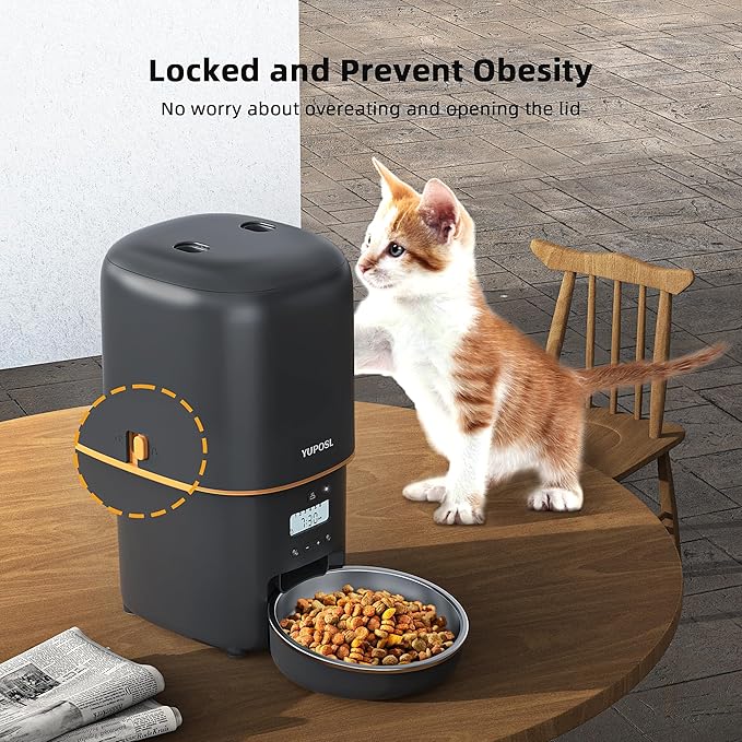 Automatic Cat Feeders - 2L/4L Cat Food Dispenser Easy to Use, Timed Automatic Pet Feeder with Over 180-day Battery Life, 1-6 Meals Dry Food Programmable Portion Control Also for Dogs
