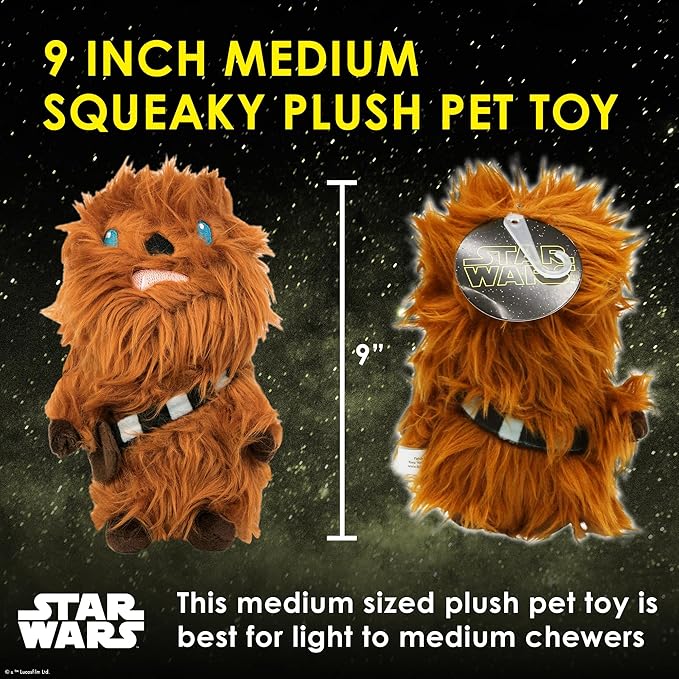 Star Wars for Pets Plush Chewbacca Figure Dog Toy | Soft Star Wars Squeaky Dog Toy | Large | Adorable Toys for All Dogs, Official Dog Toy Product of Star Wars for Pets