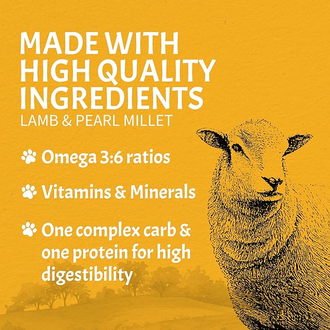 Canine Caviar Open Meadow Dog Food – Limited Ingredient Alkaline Holistic Dog Food – All Life Stages – Gluten Free, Ultra-Premium Dog Food – Healthy Skin & Coat – Lamb & Pearl Millet – 22 lbs