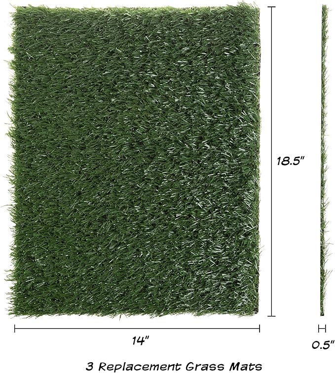 Pee Pads for Dogs - Set of Three 18.5x14-Inch Replacement Turf Grass Mats for Potty Training - Dog Housebreaking Supplies for Small Pets by PETMAKER