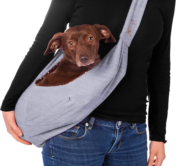 iPrimio Reversible Dog Carrier Sling & Cat Sling - Pet Sling Carrier for Cats, Puppy Sling, Cat Papoose Carrier Front, Hands Free Pet Carrier - Soft Pouch, Tote, Grey-Cat Carrier & Cat Front Carrier