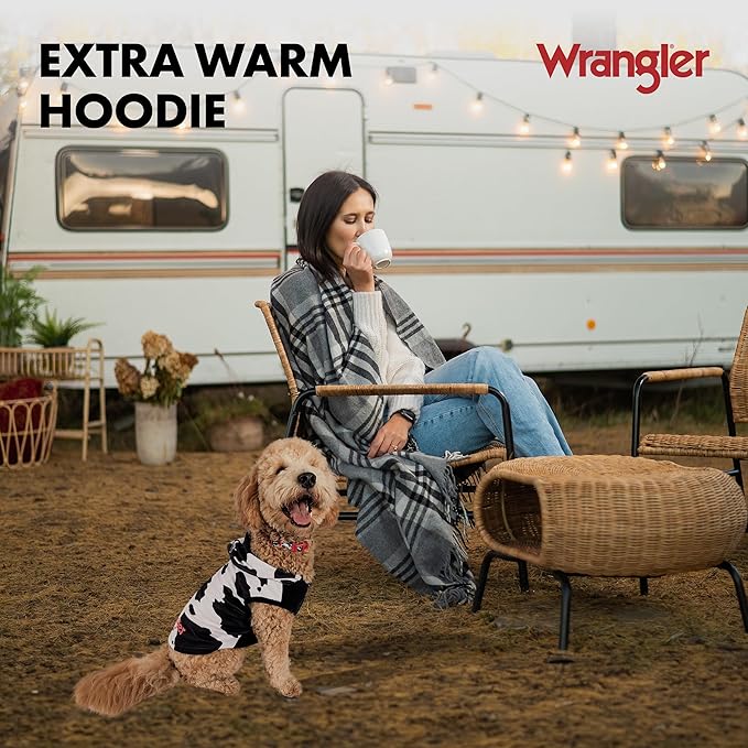 Wrangler Dog Hoodie – Fleece Dog Sweater with Leash Hole, Cold Winter Dog Sweatshirt for Small Medium & Large Size Dogs, Premium Dog Clothes, Fall Dog Sweaters Pullover Hoodie, Cozy Warm Dog Outfit