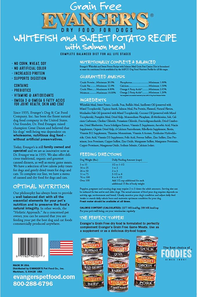 Grain-Free Whitefish & Sweet Potato with Salmon Dry Dog Food 30 Lbs