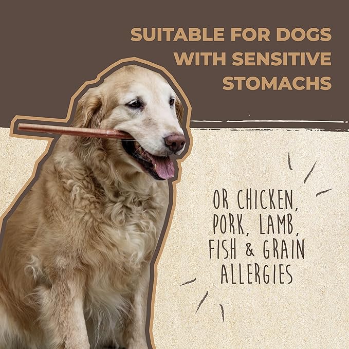 Mighty Paw Naturals Bully Sticks for Dogs - Grass Fed Beef Dog Chews. Dog Bully Sticks for Large Dogs, Medium and Small Breeds. Lower Odor Bully Sticks for Small Dogs. Single Ingredient (12" - 5 Pack)