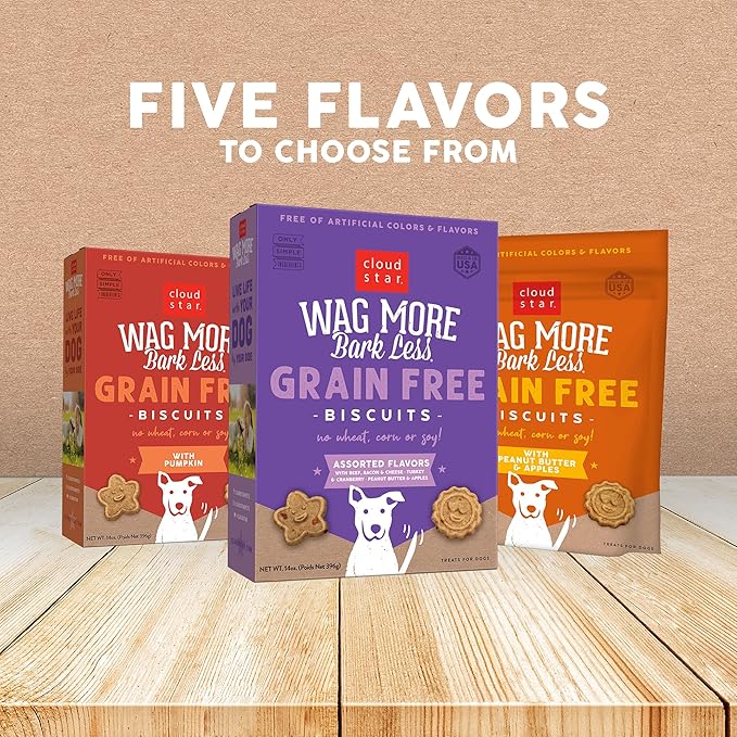 Cloud Star Wag More Bark Less - Dog Treats - Crunchy Biscuits - Grain Free Chicken & Sweet Potato - 14 oz Box (Pack of 2)