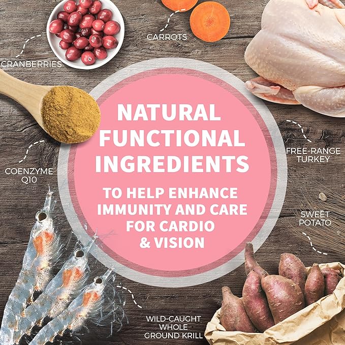 Freeze Dried Raw Dog Food Turkey and Chicken Recipe 8 Ounce, USA Made Grain Free High Protein Dog Food for Complete Meal or Food Topper, Freeze Dried Raw Diet for Immune Boost