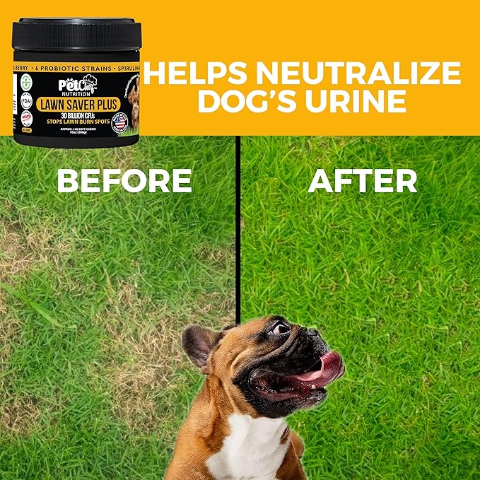 Pet Chef Lawn Saver Dog Treats - Powerful Dog Urine Neutralizer for Lawn, Grass Saver Soft Chews, Prevents Lawn Burn from Dog Urine, Green Grass Dog Chews for Healthy Lawns