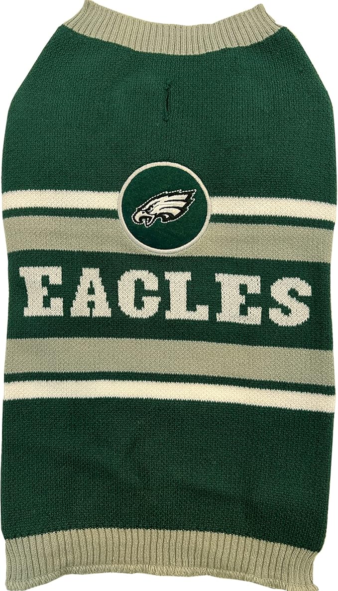 Pets First NFL Philadelphia Eagles Dog Sweater, Size Extra Large. Warm and Cozy Knit Pet Sweater with NFL Team Logo, Best Puppy Sweater for Large and Small Dogs, Team Color (PHL-4179-XL)