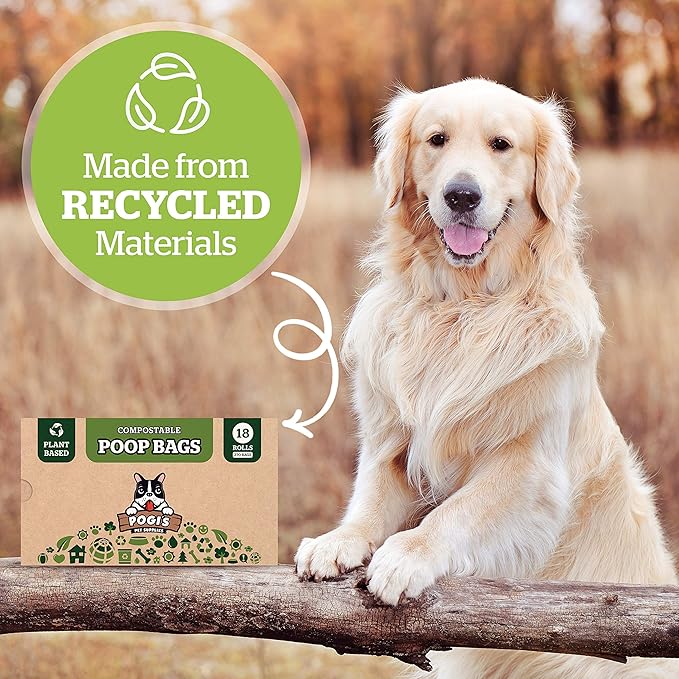 Pogi's Compostable Dog Poop Bags - 18 Rolls (270 Doggie Poop Bags) - Leak-Proof Dog Waste Bags, Plant-based ASTM D6400, EN 13432 Certified Extra Large Poop Bags for Dogs