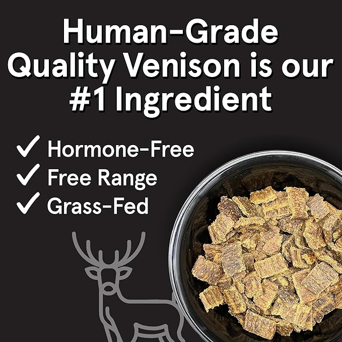Real Meat Air Dried Dog Food w/Real Venison - 5lb Bag of USA-Crafted Grain-Free Real Meat Dog Food Sourced from Hormone-Free, Free-Range, Grass-Fed Venison - All Natural, High Protein Venison