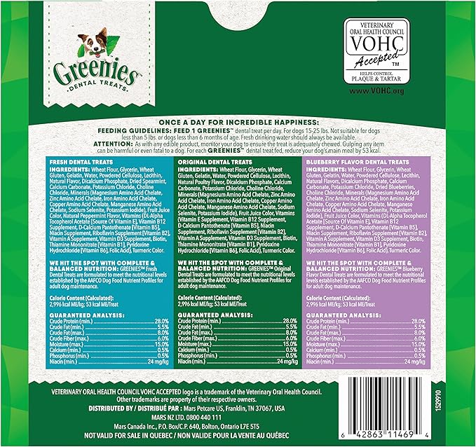 Greenies Petite Natural Dental Care Dog Treats, 36 oz. Variety Pack, 60 Total Treats