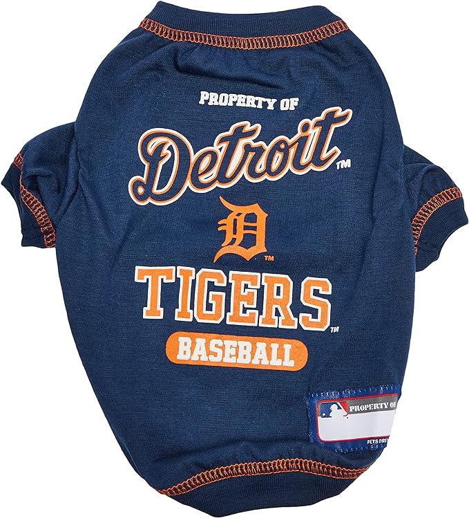 MLB Detroit Tigers Dog T-Shirt, X-Small. - Licensed Shirt for Pets Team Colored with Team Logos. - Premium Stretchable Materials for The Comfort of Your Dog & cat.