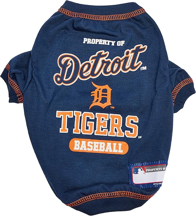 MLB Detroit Tigers Dog T-Shirt, Medium. - Licensed Shirt for Pets Team Colored with Team Logos. - Premium Stretchable Materials for The Comfort of Your Dog & cat.