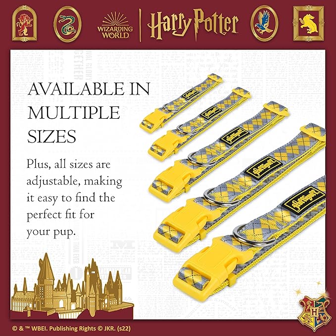 Harry Potter Hufflepuff Dog Collar in Size Large | Large Dog Collar, Harry Potter Dog Collar | Harry Potter Dog Apparel & Accessories for Hogwarts Houses, Hufflepuff