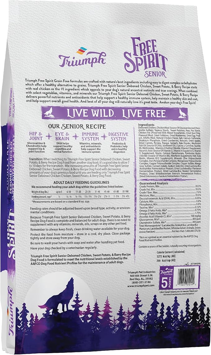 Triumph Free Spirit Deboned Chicken, Carrot, & Cranberry Recipe Dry Dog Food, 13 LB