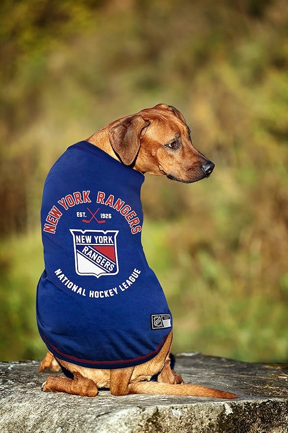 Pets First NHL New York Rangers Tee Shirt for Dogs & Cats, Large. - are You A Hockey Fan? Let Your Pet Be an NHL Fan Too!
