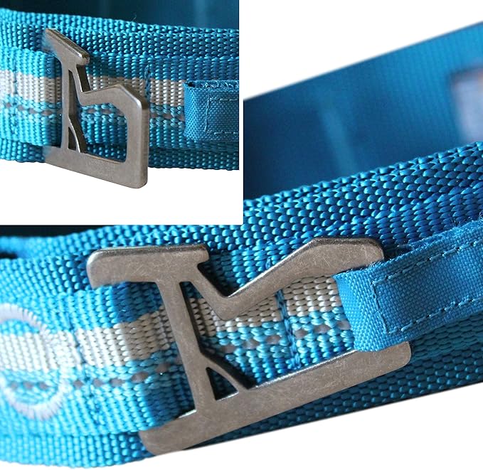 Kurgo RSG Collar & RSG Stub Leash, MOLLE Dog Collar, MOLLE Leash for Dogs, Extra Wide Collar for Dogs, Hands Free Dog Leash, Reflective, Adjustable, Blue