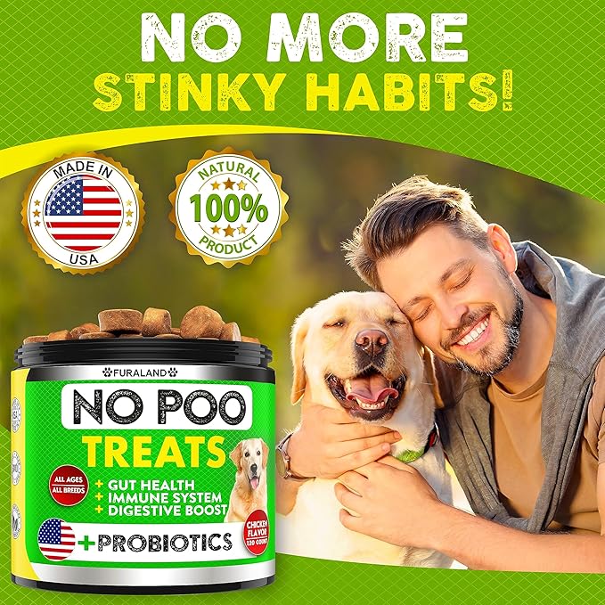 FURALAND No Poo Chews - Coprophagia Stool Eating Deterrent for Dogs - Made in USA - Stop Eating Poop for Dogs - Prevent Dog from Eating Poop - Probiotics & Enzymes - Forbid for Dogs Chew