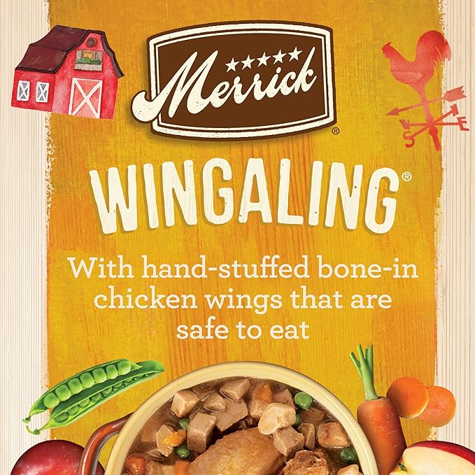 Merrick Grain Free Wet Dog Food, Premium And Wholesome Gluten Free Canned Adult Dog Food, Wingaling Recipe - (Pack of 12) 12.7 oz. Cans