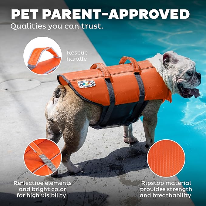 Outward Hound Granby Splash Orange Dog Life Jacket, XS