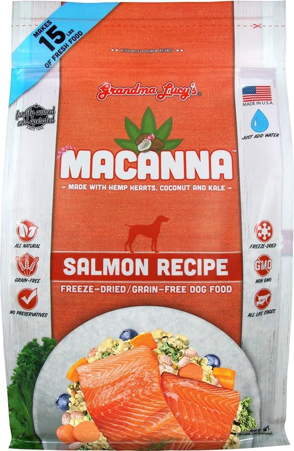 Grandma Lucy's Macanna Dog Food, Grain Free and Freeze-Dried - Salmon Recipe, 3Lb Bag