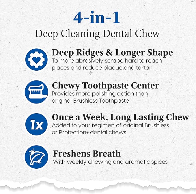 Ark Naturals Extreme Clean Brushless Toothpaste – Large Breeds, 18oz Bag – Long-Lasting Dog Dental Chew with Toothpaste Center – Freshen Breath, Reduce Plaque & Tartar with Dental Chews for Dogs