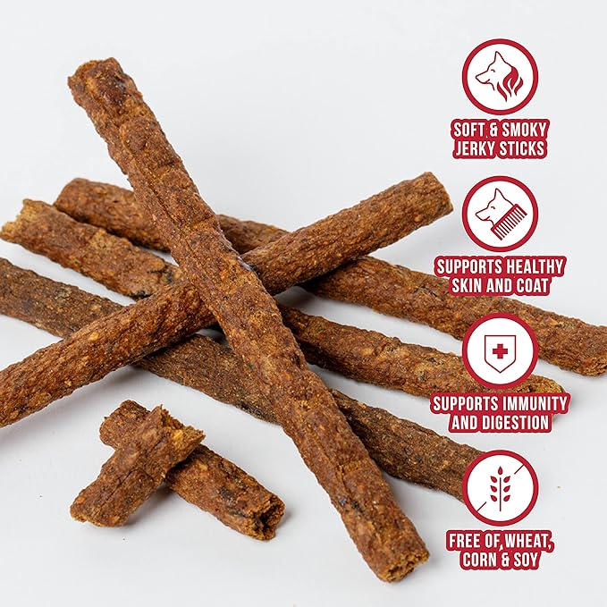 Jerky Dog Treats - Premium All Natural Soft Jerky Chew Sticks for Dogs - Healthy, Natural, Grain Free Dog Treats Made in The USA