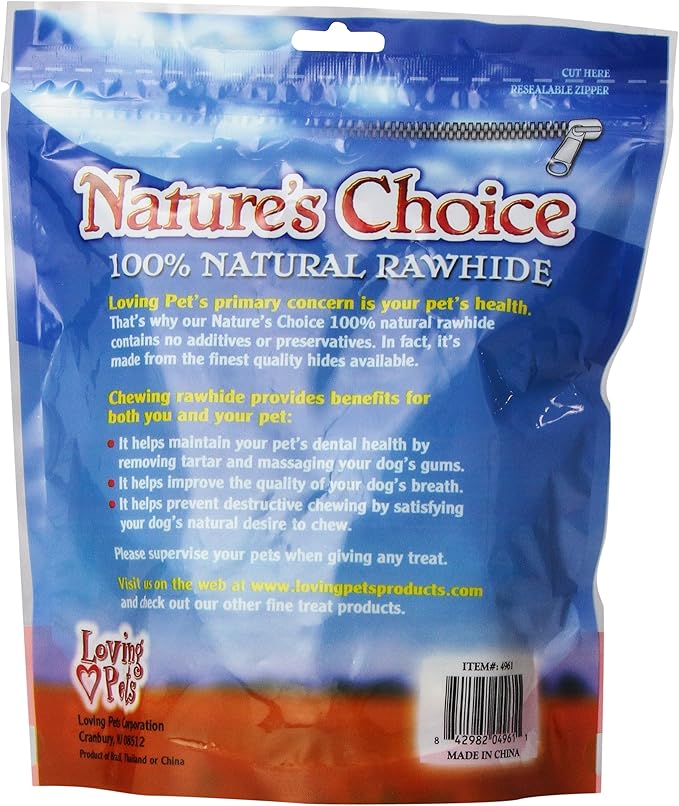 Loving Pets Nature's Choice White Knotted Rawhide Bones for Dogs, 4"-5" (for dogs 10-20 lbs)