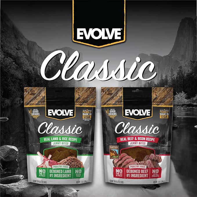 Evolve Classic Beef & Bison Recipe Jerky Bites Soft Dog Treats | 12 oz