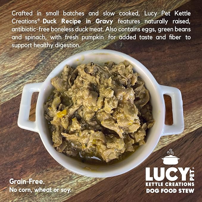 Lucy Pet Products Kettle Creations Duck Dog Stew Recipe in Gravy 12.5oz, 12 Count (Pack of 1)