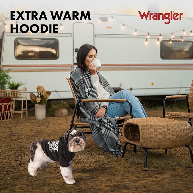 Wrangler Dog Hoodie – Fleece Dog Sweater with Leash Hole, Cold Winter Dog Sweatshirt for Small Medium & Large Size Dogs, Premium Dog Clothes, Fall Dog Sweaters Pullover Hoodie, Cozy Warm Dog Outfit