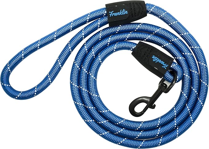 Franklin Pet Supply Nylon Dog Leash – Rope – Reflective – Dog Training – 6 Foot – Dog Walking – Ultra Strong – Blue