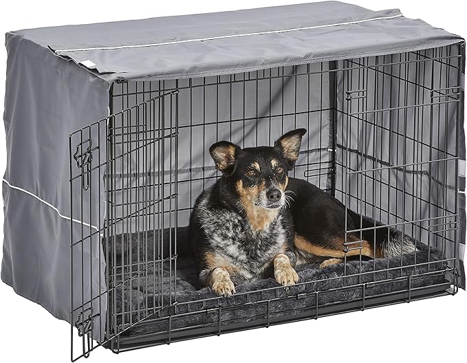 MidWest Homes for Pets Double Door Dog Crate Kit Includes One Two-Door Crate, Matching Gray Bed & Gray Crate Cover, 36-Inch Kit Ideal for Medium Dog Breeds