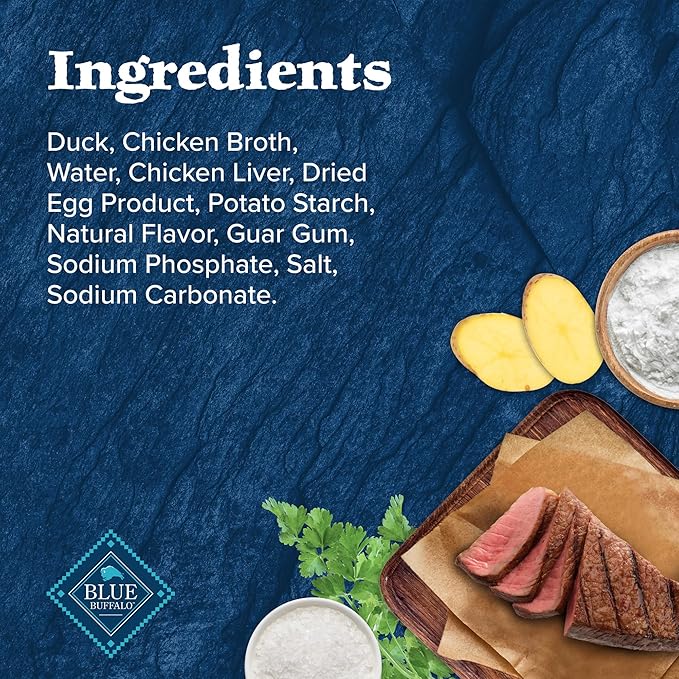 Blue Buffalo Wilderness Trail Toppers Wild Cuts High Protein, Natural Wet Dog Food, Chunky Duck Bites in Hearty Gravy 3-oz pouches (Pack of 24)