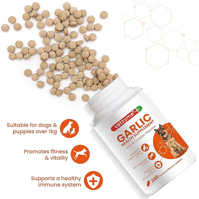 Garlic Health Supplement Tablets for Dogs, Healthy Heart, Vitality for Dogs, 240 Tablets