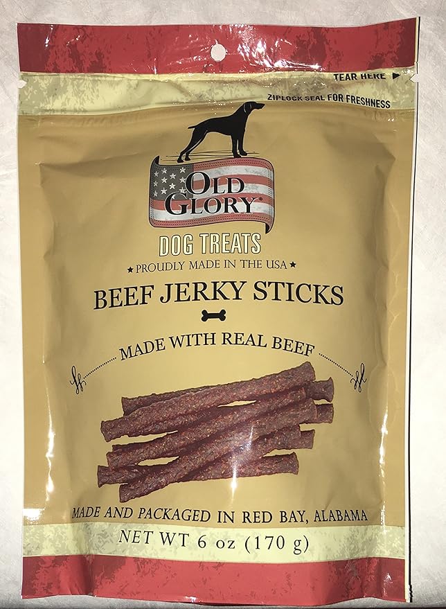 Sunshine Mills Old Glory Dog Treats, Proudly Made in The USA, 6 oz. (Beef Jerky Sticks Made with Real Beef)