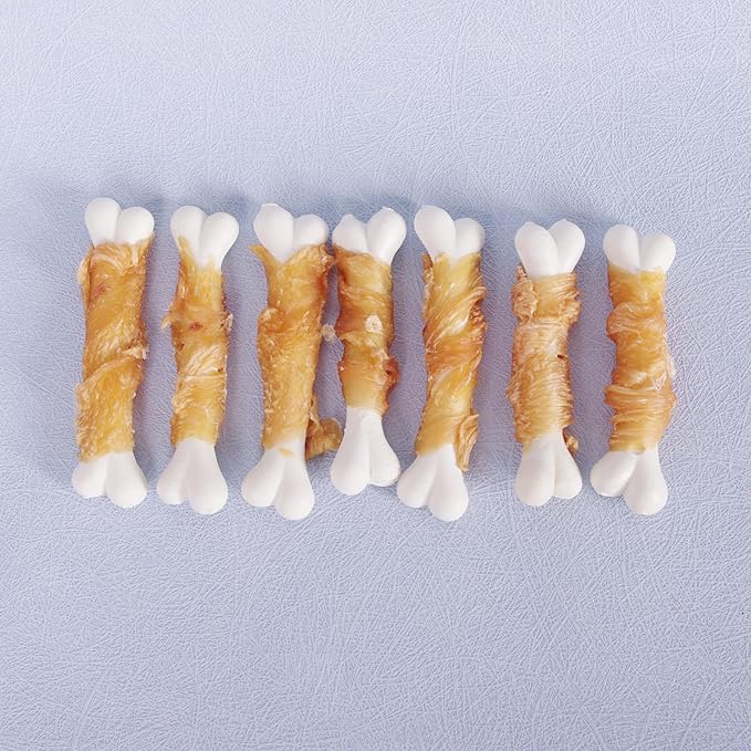 Dog Treats, Chicken Wrapped Calcium Dog Bones, Rawhide Free Dog Treats, 2.8 inch, 12oz