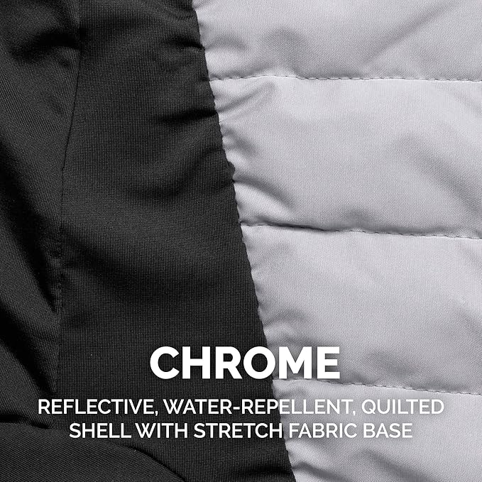 Furhaven Water-Repellent Small Dog Coat, Washable & Reflective w/ Leash Access & Stretch Fabric - Pro-Fit Active Jacket - Chrome, Small