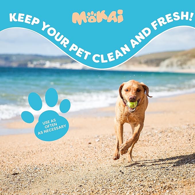 MOKAI Aloe & Oatmeal Grooming Wipes for Dogs and Cats | Pet Cleansing Wipes Used to Remove Dirt Dander Odor and Excess Hair from The Skin and Coat with Soothing Benefits for Sensitive Skin (60 Wipes)