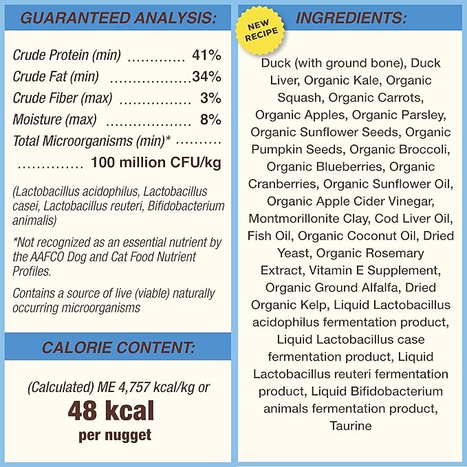 Primal Freeze Dried Dog Food Nuggets, Duck; Complete & Balanced Meal; Also Use as Topper or Treat; Premium, Healthy, Grain Free, High Protein Raw Dog Food, 14 oz
